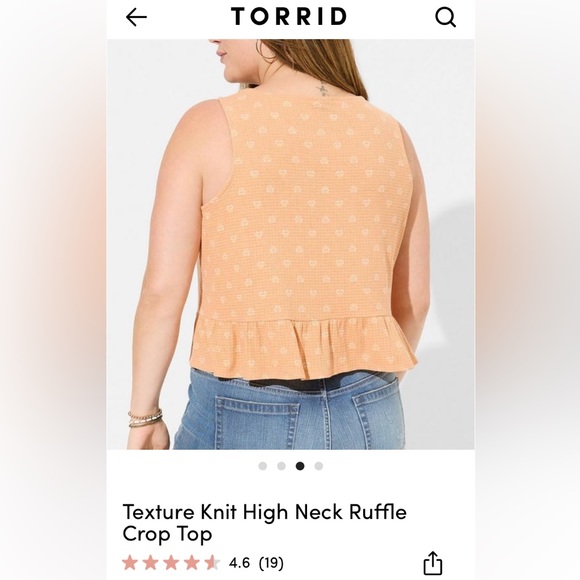 NWT Torrid cropped sleeveless top, peach gauze w/ruffle, sz 1X. - Picture 12 of 13